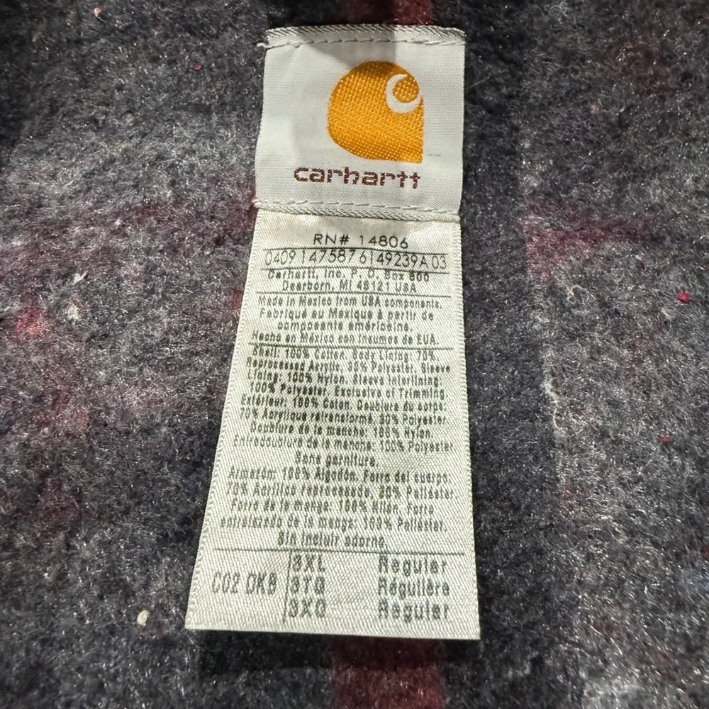 VTG Carhartt Mens 3XL Dark Brown Blanket Duck Canvas Chore Coat Jacket Detroit